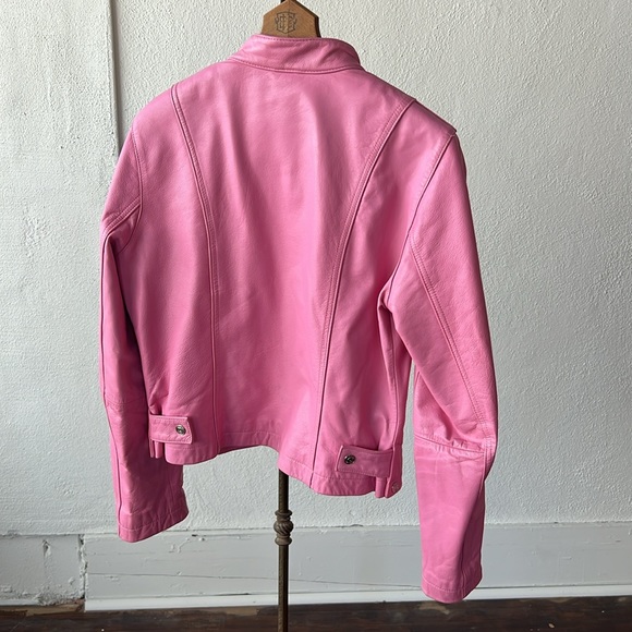 Y2K Pink Wilson's Leather Moto Biker Jacket Size Medium - Picture 4 of 4